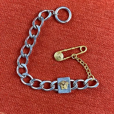 Vintage Versace Two Tone Medusa Charm Chain Bracelet • $185