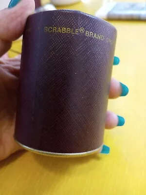 Vintage Scrabble Brand Crossword Cube Game Leather Cup 1960s  • $12