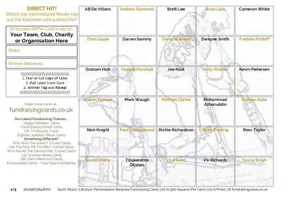 Cricket Fundraising Cards Direct Hit Run Out 10 Pack A5 Scratch Raffle Ticket • £4.01