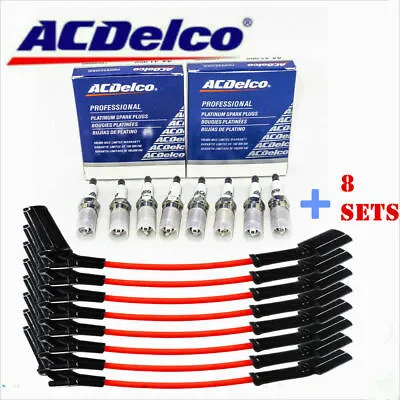 $59.99 • Buy 8pcs ACDelco 41-962 Spark Plugs & 9748RR Wires Fits Chevy GMC 4.8L 5.3L 6.0L V8