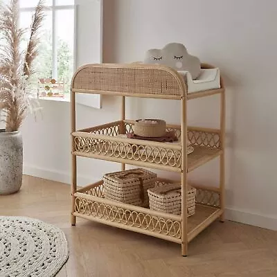 CuddleCo Aria Rattan Baby Changing Unit - Nappy Changing Table With 3 Shelves • £249