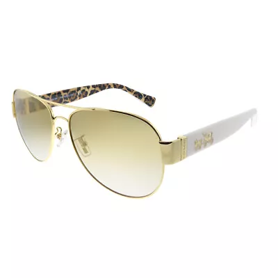 New Coach HC 7059  92496E Gold Metal Sunglasses Gold Mirrored Gradient Lens • $71.55