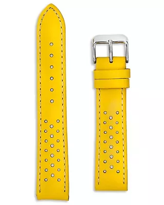 Yellow Leather Rally Watch Strap - Omega Moonswatch Sun Style - 18 20 22 24mm • $37.24