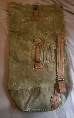 US Army Military Heavy Duty Nylon Duffle Bag Rucksack Backpack Green Vintage • $25