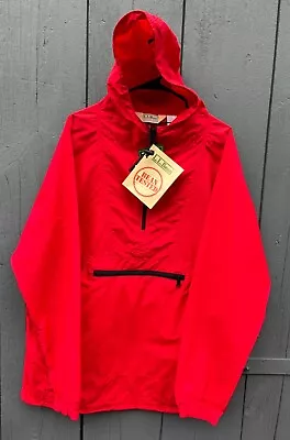 NWT Vtg LL BEAN Men's (L-Tall) Red Nylon Anorak Windbreaker Hooded Jacket USA • $39.95