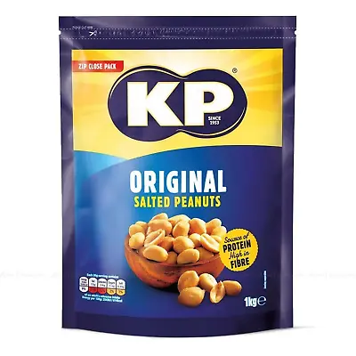 KP Original Salted Peanuts Nuts Large Party Snack Zip Close Packet - Pack Of 1Kg • £14.99