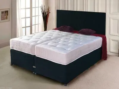 Zip And Link Divan Bed In Chenille + Pocket Sprung Mattresses & Headboards • £479.99