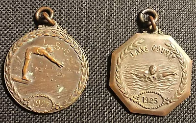 Vtg. 1925 Lake County Swimming Medal/1927 L.S.C. Diving Medal-Both Bronze • $39.99