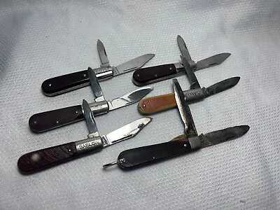 Vtg Barlow Style Knife Lot & 1 Boker Electricians Knife Saw Cut Derlin Handles • $59.95
