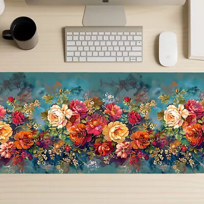 Roses Gaming Mouse Pad Floral Mousepad Vintage Print Extended Deskmat • $45.32