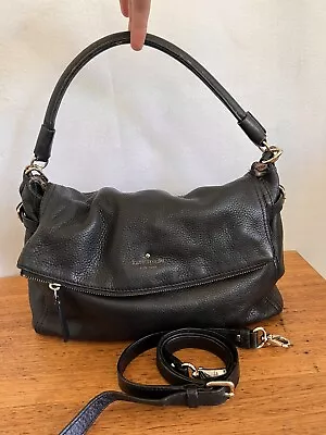 /🎈KATE SPADE Black LEATHER Satchel Tote Cross Body Shoulder Bag • $69.99