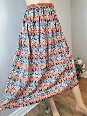 Liberty Plus Iconic Vintage Floral Boho Midi Elasticated Waist Skirt S/M To 14 • £35