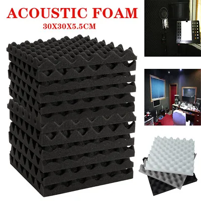 £14.95 • Buy Set Of 12 Acoustic Foam Panels Sound Absorbing Spone Tiles Noise Fire Resistant