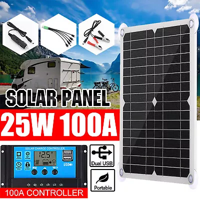 200 Watts Solar Panel Kit 100A 12V Battery Charger W/ Controller Caravan Boat US • $10.08