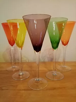 Harlequin Handmade Coloured Cocktail Glasses Set Of 5 • £38