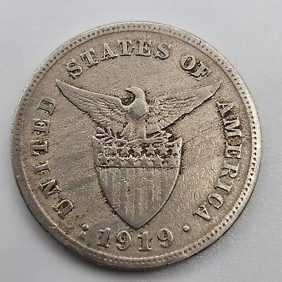 1919-S 5 Centavos Very Fine Philippines US San Francisco Mint Five USA • $19.99