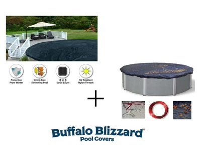 $67.94 • Buy Buffalo Blizzard Round Above Ground Swimming Pool Winter Cover & Leaf Net 