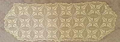 Hand Crocheted Cotton Lace Table Runner Dining Table Sofa Cover 45 1/2  Long • $11.95