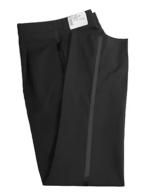 New Men's Black Tuxedo Pants With Satin Stripe 100% Wool 40  Waist Regular Rise • $24.95