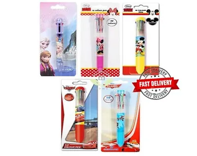 Disney Assorted 10 Multi Colour Ball Point Pen Minnie Mickey Mouse Planes Frozen • £2.99