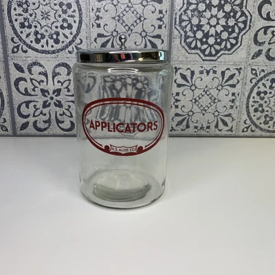 $24.99 • Buy Vintage Glasco Chrome AS Aloe Co Applicators Dr. Medical Apothecary Glass Jar