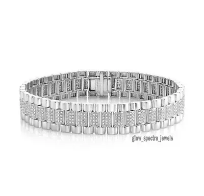 12Ct Round Cut Lab-Created Diamond Men's Tennis Bracelet 14k White Gold Finish • $288.16