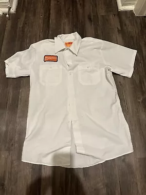 Vintage 70’s Medium Men’s Short Sleeve Shirt White Work Wear Co. With Patch • $24.99