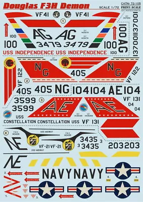 Print Scale 1/72 McDonnell Douglas F3H Demon Decals • $14.32