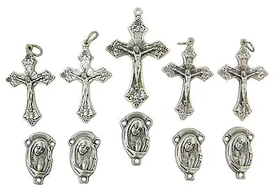 £14.52 • Buy MRT Lot Of 10 Rosary Parts Praying Madonna Centerpiece & Grape Leaf Crucifix