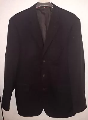 J CREW Mens 42L Black Wool 3 Button Sports Coat Jacket Blazer Vented Lined 63737 • $41.99