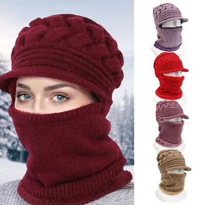 Balaclava Women Thermal Knitted Ski Mask Motorcycle Full Face Neck Warmer Under~ • £4.97