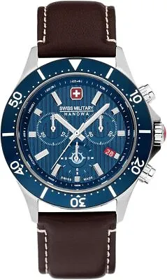 Swiss Military Mens Watch With Blue Dial And Brown Strap SMWGC2100706 • £224.99