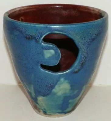 Candle Vase Art Pottery Moon Heart Star Butterfly Mark 5.25  Handmade  • $16.95