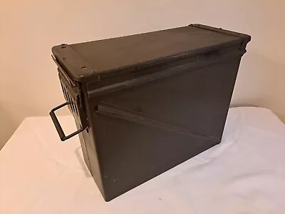 Vintage US Military Large Heavy Steel Case Box With Locking And Removable Lid • $29