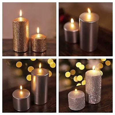 Christmas Pillar Candles Long Burn Time Ivory Tall Decor Lighting • £5.99