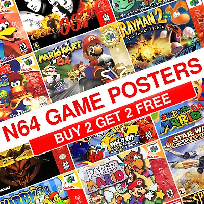 Retro Classic Nintendo 64 Game Posters Print Picture Gift Vintage Home Bedroom • £12.99