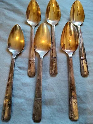 6 Vintage Prestige Plate 4 And 3/8  Demitasse Silverplate Spoons. • $15