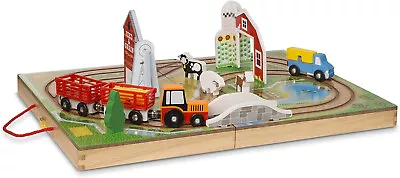 Melissa And Doug 40142 Take-Along Farm Wooden Farm Toy Set Portable Play Set NEW • £29.99