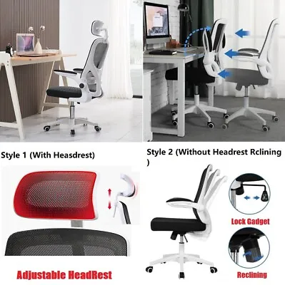£57.99 • Buy Home Office Chair Computer Desk Chair With Back Support & Wheels For Study White