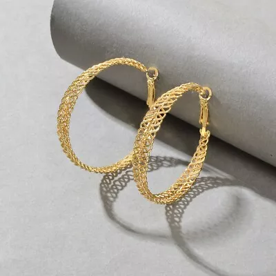 $3.99 • Buy Gold Hollow Circle Big Hoop Statement Twisted Chunky Earrings Indian Jewellery
