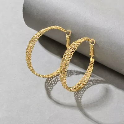 Gold Hollow Circle Big Hoop Statement Twisted Chunky Earrings Indian Jewellery • $2.98