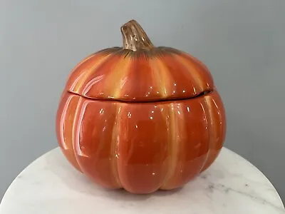 FTD Fall Halloween Thanksgiving Harvest Orange Pumpkin Ceramic Cookie Candy Jar • $14.99