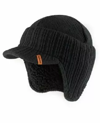 Scruffs Black Winter Peaked Beanie | Thermal Insulated Outdoor Work Hat/Cap • £12.95