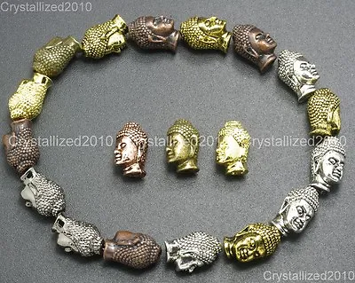 Solid Metal Buddha Head Bracelet Connector Charm Beads Silver Gold Copper Bronze • $12.13