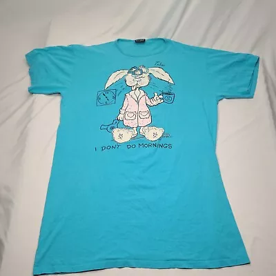 Vintage Sleep Shirt I Dont Do Mornings Single Stitch USA 1988 Reno Trade Spec • $13.29