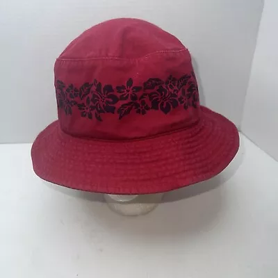 Dorfman Pacific Company DPC Hawaiian Boonie Bucket Hat Size Medium Red Lei • $14.99