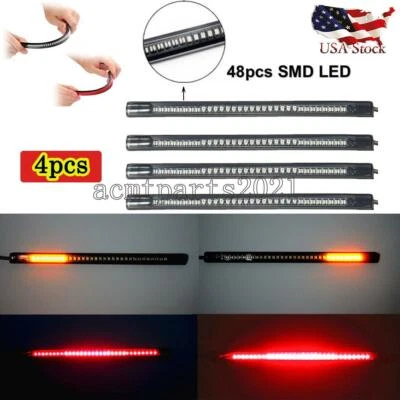 $20.75 • Buy 4x 48 LED Strip Tail Brake Lights For Yamaha V Star XVS 650 950 1100 1300 Custom