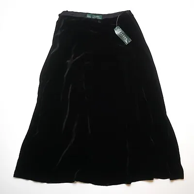 Ralph Lauren Womens Black Silk Blend Velvet Maxi Skirt XXL US 16 UK 20 • £49.99