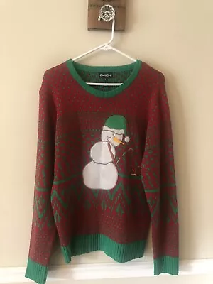 Carbon Mens Size L Ugly Christmas Sweater Peeing Snowman • $15.99