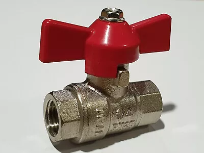 £5.28 • Buy 1/4  BSP Female/Female Red Tee Handled Forged Brass Ball Valve 25 Bar 2024-1915